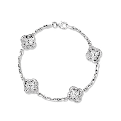 Double sided diamond flower bracelet