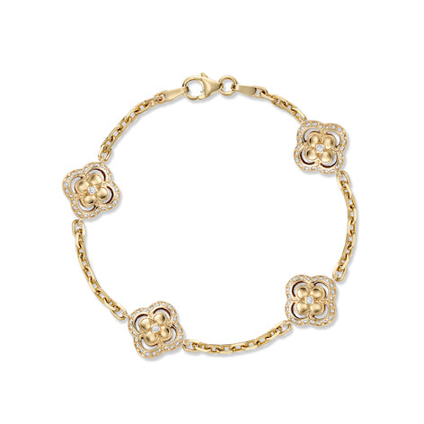 Double sided diamond flower bracelet