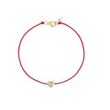 Red Cordon Heart Bracelet with Solitaire Diamond Slider