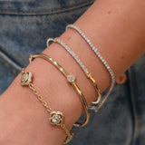Double sided diamond flower bracelet