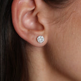 Cluster Pave Round Diamond Stud Earrings