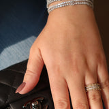 Bague à double rangée de diamants et goutte de rosée
