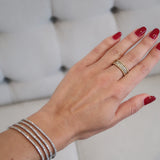 Bague à double rangée de diamants et goutte de rosée