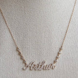 Pave Name Necklace with Bezel Diamond Sides