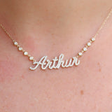 Pave Name Necklace with Bezel Diamond Sides