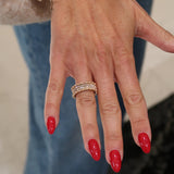 Bague à double rangée de diamants et goutte de rosée