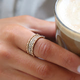 Bague à double rangée de diamants et goutte de rosée