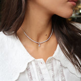 Half-Tennis Necklace with Emerald Cut Diamond Pendant