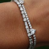 Tennis Bracelet with Diamond Hearts