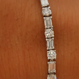 Tennis Bracelet with Round and Emerald Cut Diamonds