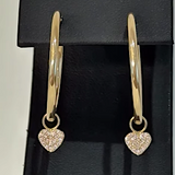Hoops with Pave Diamond Hearts