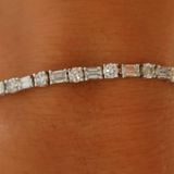 Tennis Bracelet with Round and Emerald Cut Diamonds