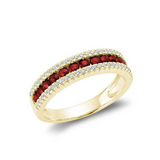 Semi Eternity Precious Stone & Diamond Ring