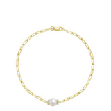 Link Chain with Pearl & Diamond Bracelet