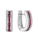 Precious Stones & Diamond Huggie Earrings