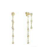 Double Chain Diamond Bezel Dangle Earrings