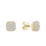 Pave Cushion Diamond Stud Earrings