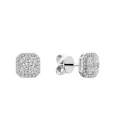 Pave Cushion Diamond Stud Earrings