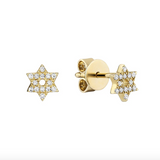 Diamond Star Of David Stud Earrings