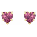 Pink Heart Tourmaline Studs