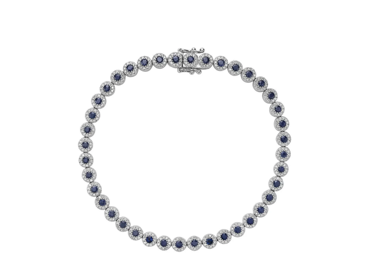 Precious Stone & Diamond Halo Tennis Bracelet