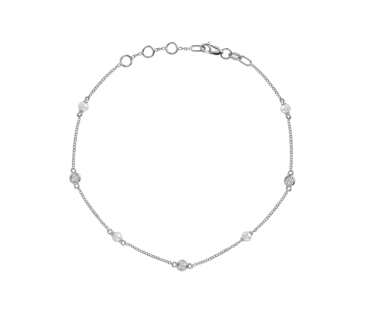 Mini Pearls & Bezel Diamonds Station Bracelet
