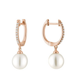 Cultured Pearl & Diamond Dangle Earrings