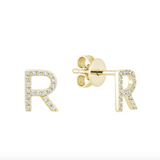 Initial Stud Earrings