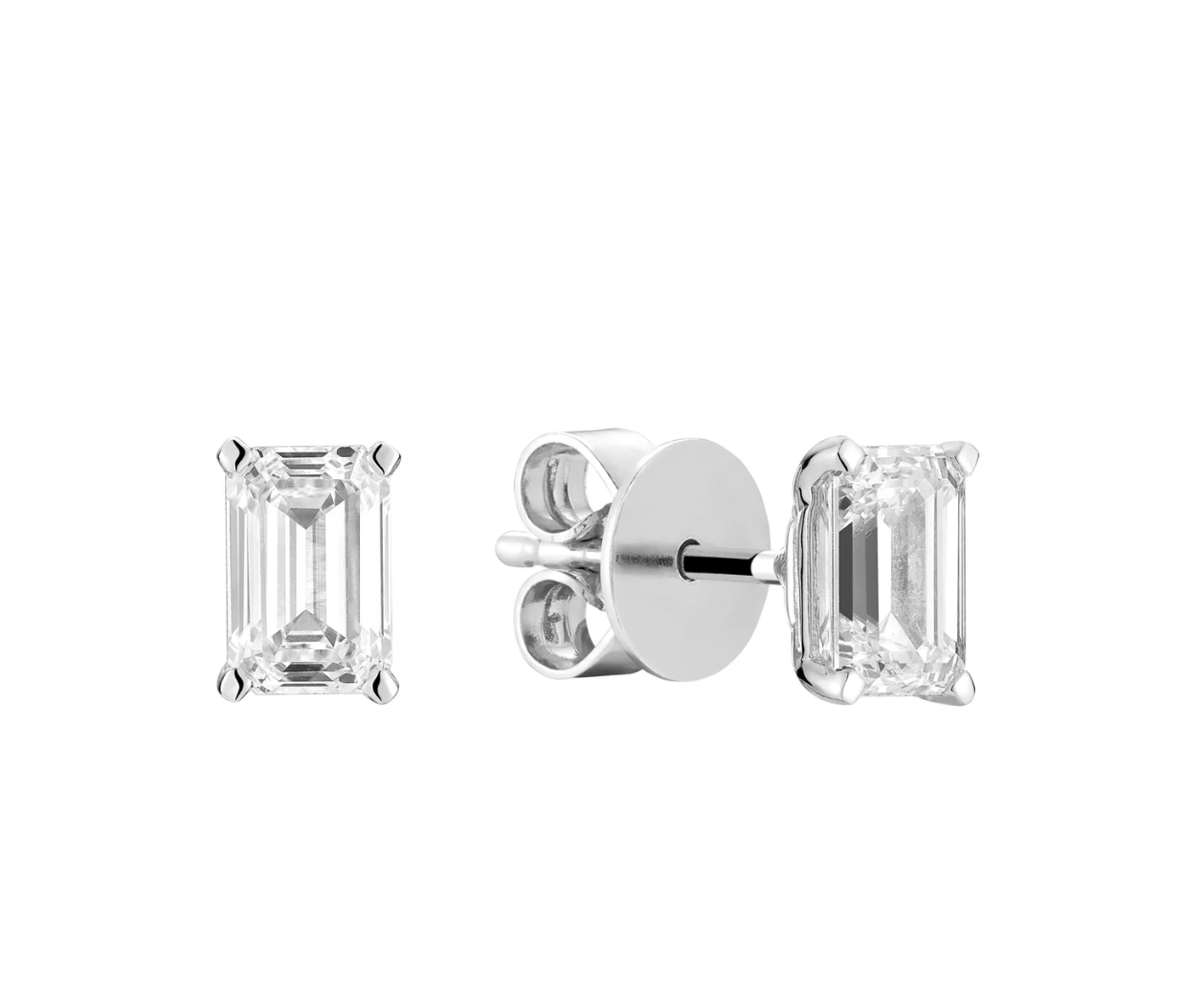 Emerald Cut Stud Lab Grown Diamond Earrings