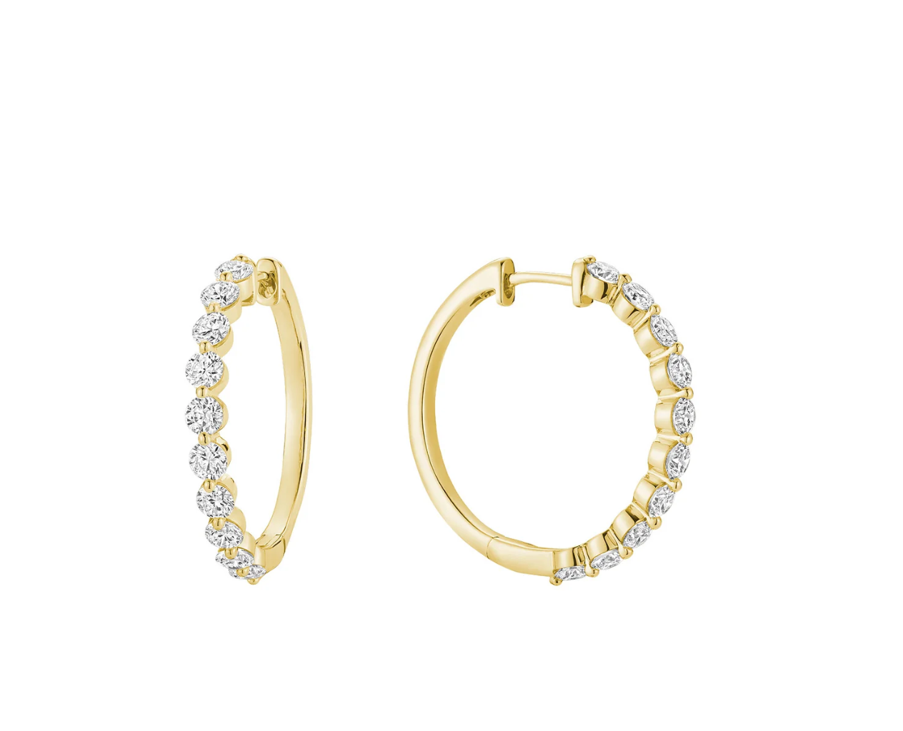 Shared Prongs Diamond Loop Earrings