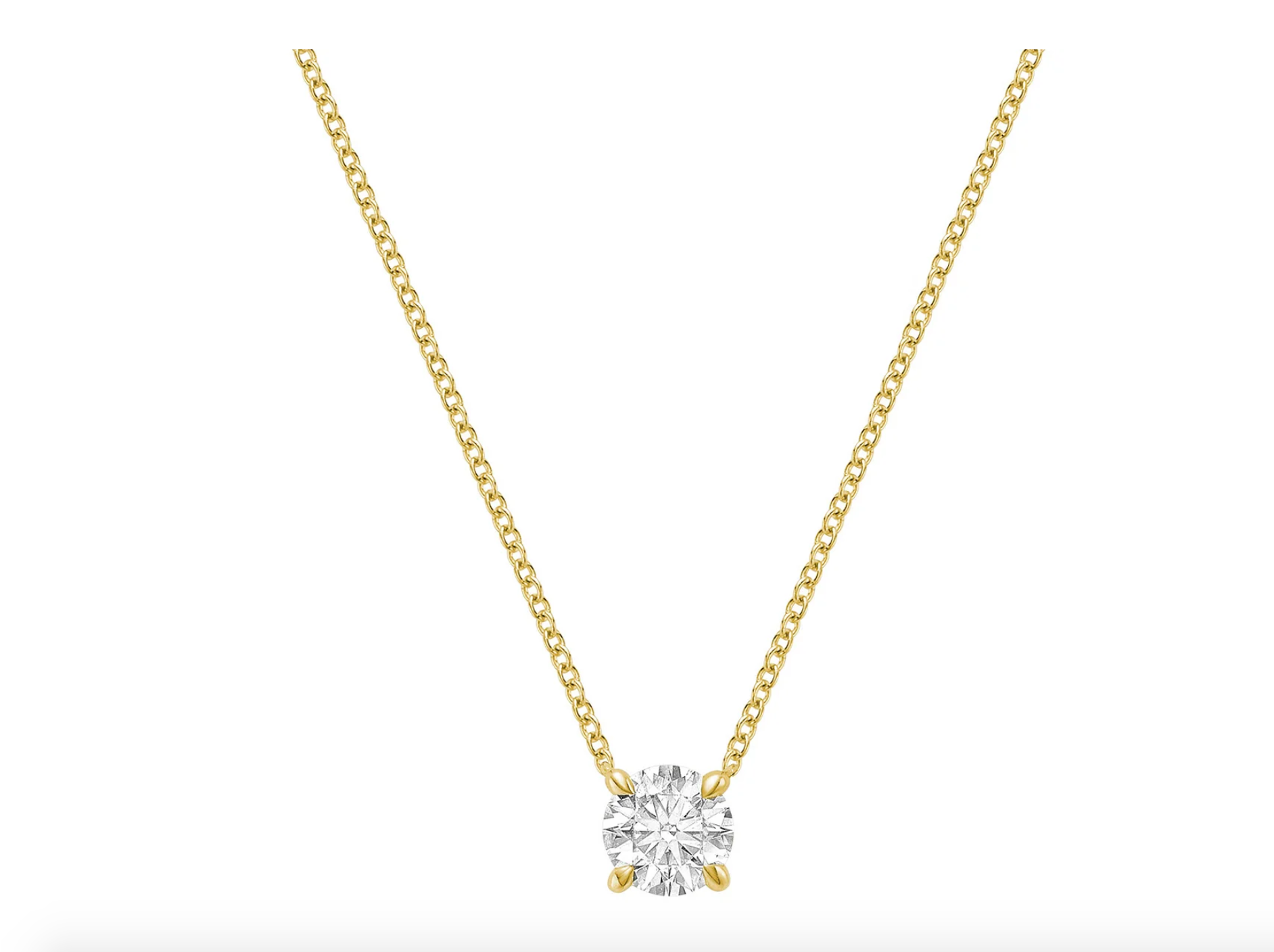 Classic Solitaire Diamond Necklace with Hidden Halo
