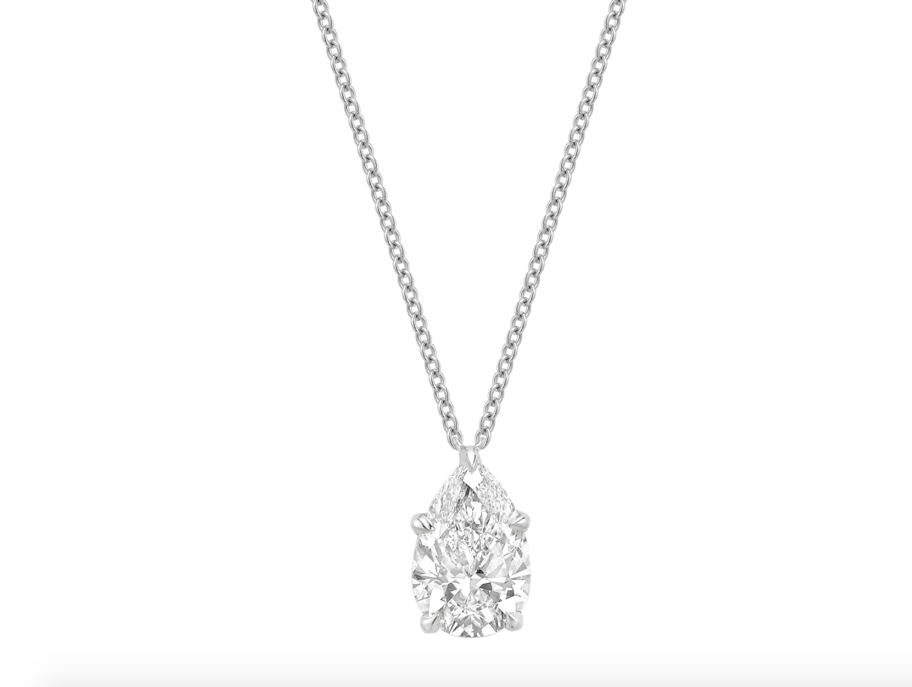 Classic Pear Solitaire Pendant Diamond Necklace