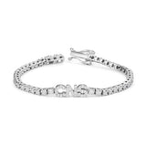 Three letter pave tennis bracelet with 2mm diamonds